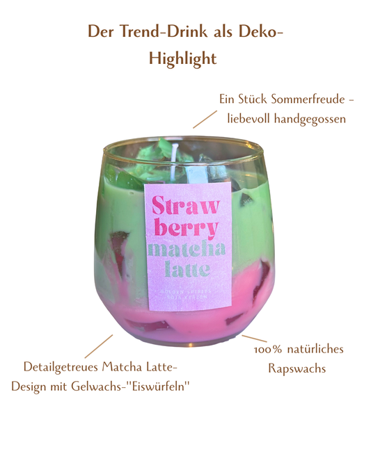 Strawberry Matcha Latte Kerze