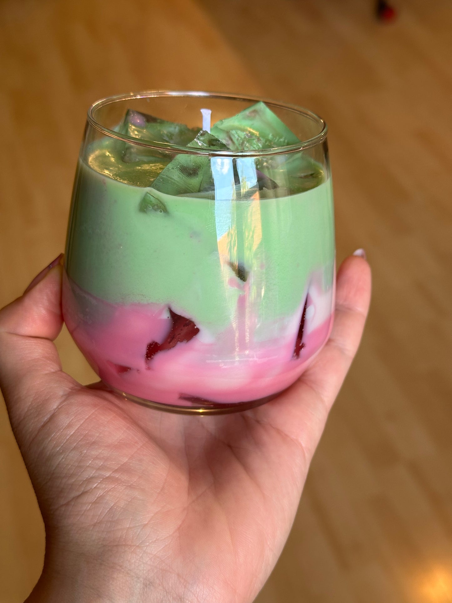 Strawberry Matcha Latte Kerze