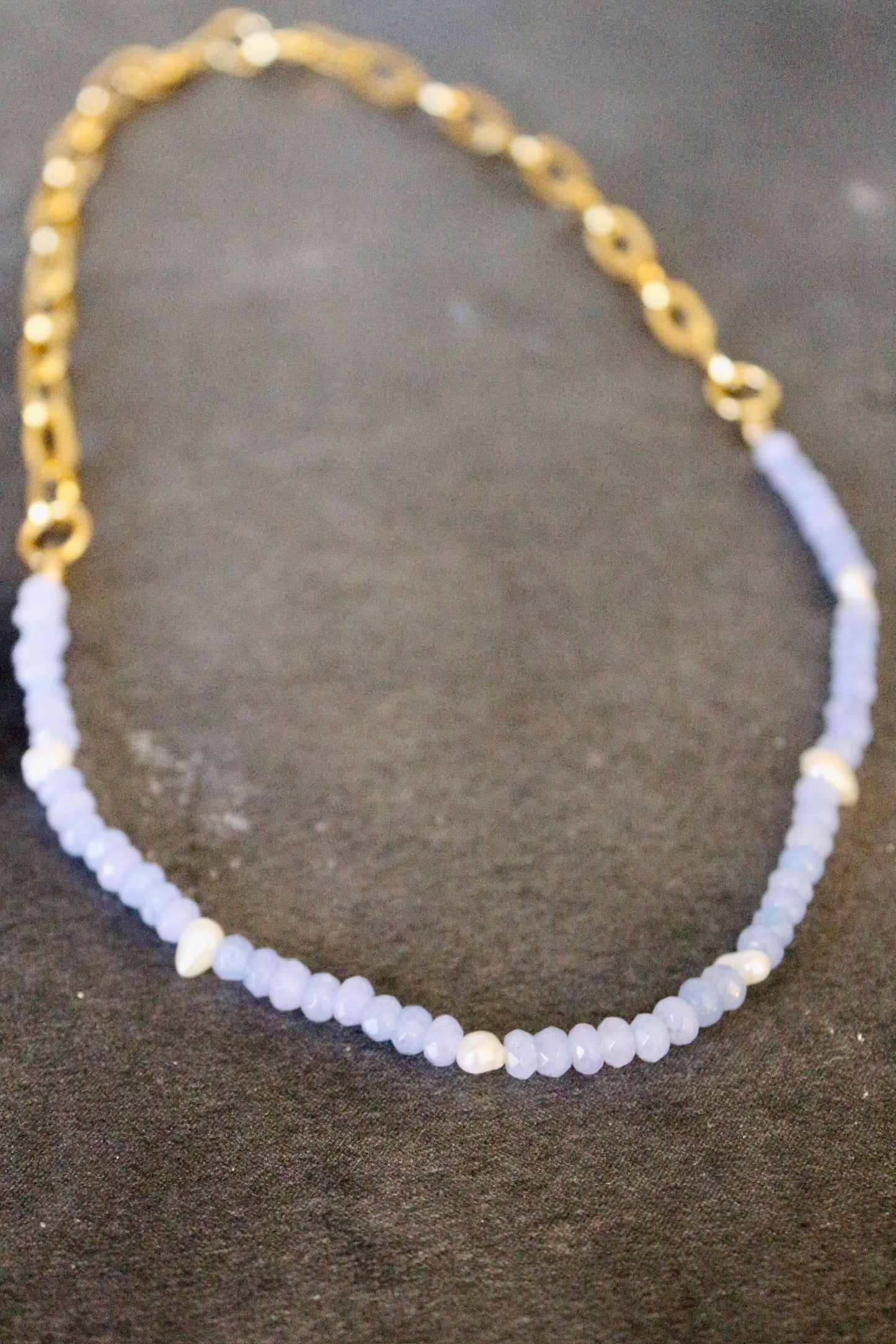 Jade Kette mit Süßwasserperlen