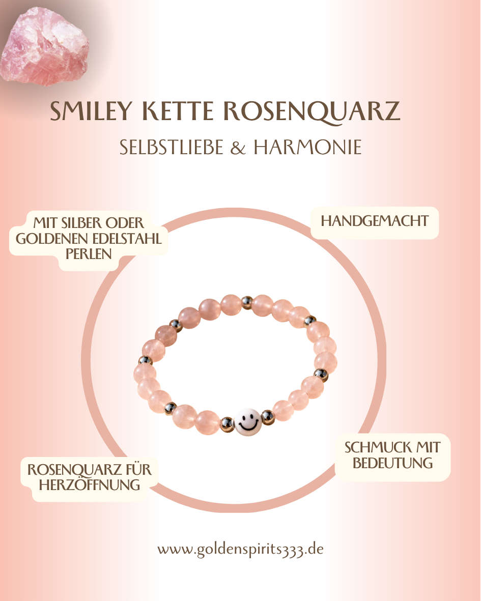 Smiley Armkettchen Rosenquarz