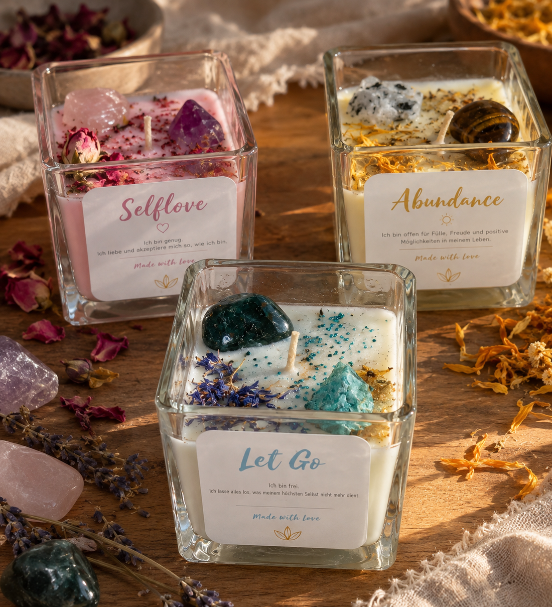Kerzen im Set - Let Go, Selflove & Abundance
