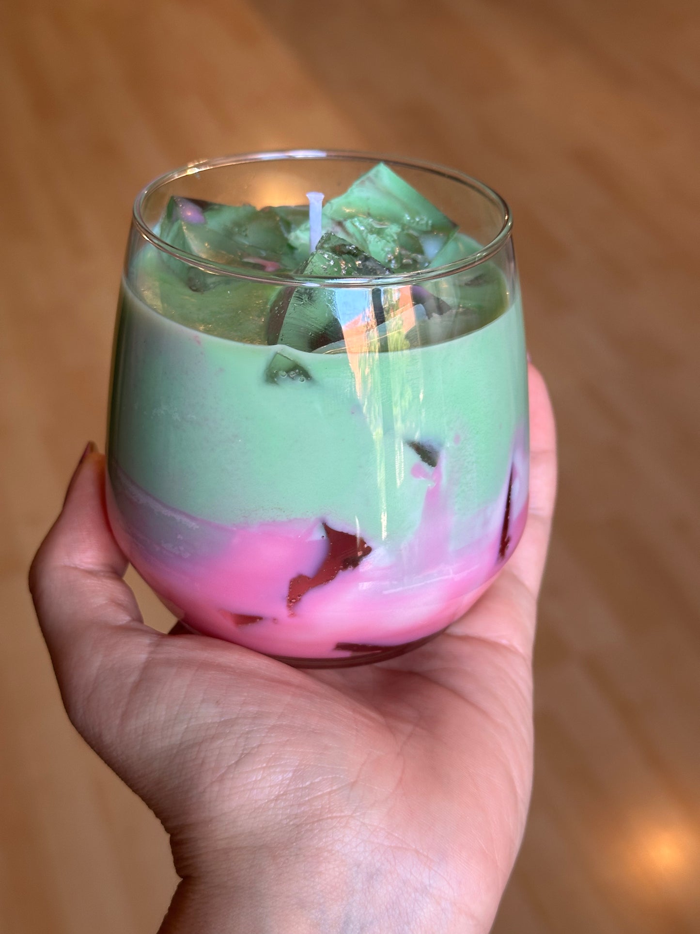 Strawberry Matcha Latte Kerze
