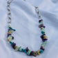Splitter-Halskette mit Aquamarin, Charoit & blauem Apatit