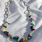 Splitter-Halskette mit Aquamarin, Charoit & blauem Apatit