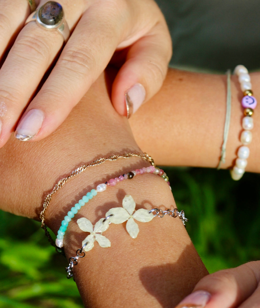 Blumen Armkette Hortensie